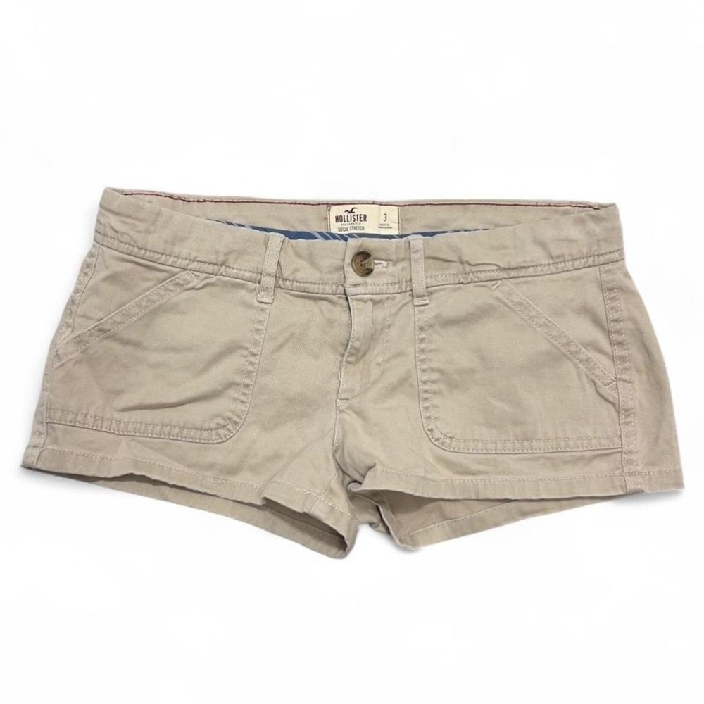 Vintage Y2K Hollister Tan‎ Low Rise Micro Mini Shorts Womens Size 3